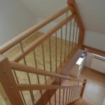 Buchentreppe mit Edelstahl Stäben